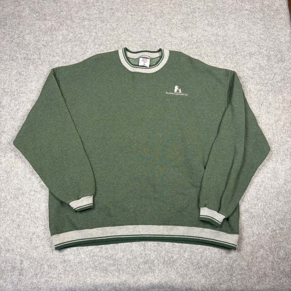 Vintage Jerzees Super Sweats Green Waffle Knit Sweatshirt 2XL Fry Communications